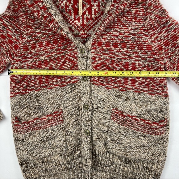 Aritzia Wilfred Free Nord Wool Alpaca Cardigan size L Red Gray Academia Cozy - Picture 7 of 9